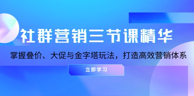 社群营销三节课精华：掌握叠价、大促与金字塔玩法，打造高效营销体系-星火轻创