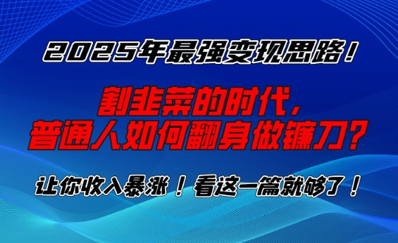 2025年最强变现思路，割韭菜的时代， 普通人如何翻身做镰刀？【揭秘】-星火轻创