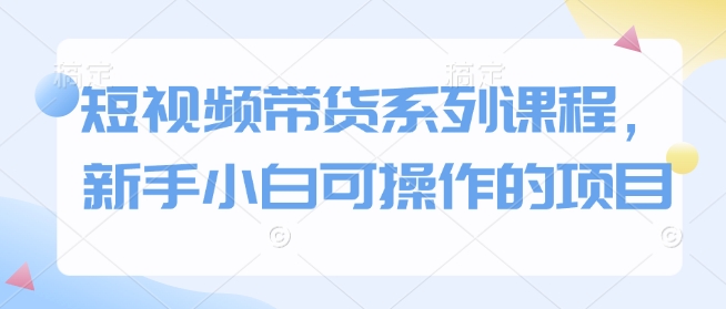 短视频带货系列课程，新手小白可操作的项目-星火轻创