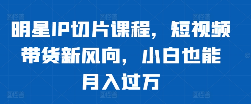 明星IP切片课程，短视频带货新风向，小白也能月入过万-星火轻创